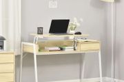 Modern Computer Desk with Lift Top for Home Office, Writing Desk with Drawer and Open Compartment, Natural