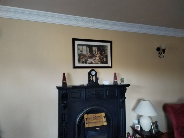 Framed Picture - Family Having Meal In An Old Farm House