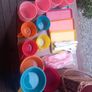 Picnic set with plastic cups bowls plates cutlery, D18 Image 4