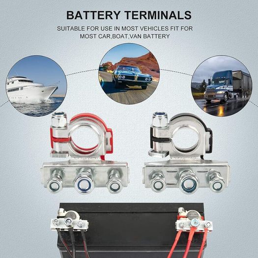 2V 3-way Leisure Battery Terminals Connectors Clamps Car Van Caravan Motorhome