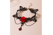 Vintage Style Red Rose Necklace + matching earrings available
