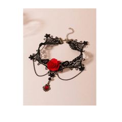 Vintage Style Red Rose Necklace + matching earrings available