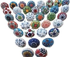 20 Mix Vintage Look Flower Assorted Ceramic Knobs Door Handle Cabinet Drawer Cupboard Pull (FREE POSTAGE)
