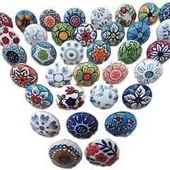20 Mix Vintage Look Flower Assorted Ceramic Knobs Door Handle Cabinet Drawer Cupboard Pull (FREE POSTAGE)