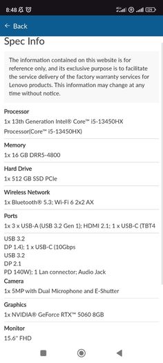 Lenovo Loq 15irx10 Gaming Laptop | I5-13450hx | Rtx 5060 8gb | 16gb Ddr5 | 512gb Ssd | Fhd | Warranty Until November 2027