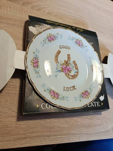 Vintage Bohemian Porcelain Collectors Plate Good Luck