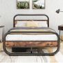 King Size Bed Frame with Headboard,Oval-Shaped Platform Bed with Under-Bed Storage,Steel Slats Mattress Foundation Round Pipe Design,Brown Image 8