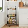 Serving Trolley, Kitchen Trolley, Kitchen Shelf on Wheels, 3 Levels, 360 degrees Rotation, for Kitchen, Dining Room, Living Room, Study Room, Vintage Brown or Black Image 2