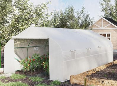 6 x 3 x 2m Walk in Polytunnel Greenhouse with Windows and Door for Garden, Backyard