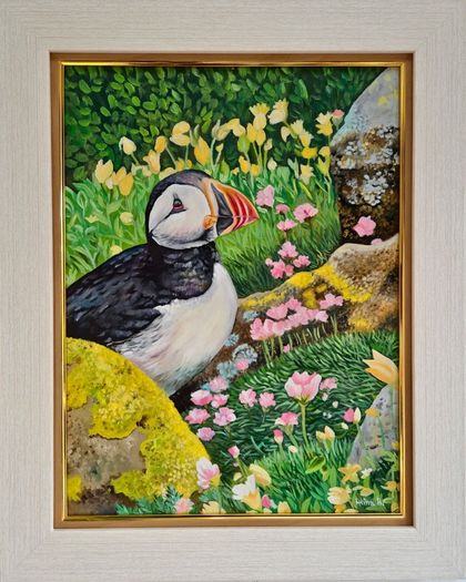 Puffin at Saltee Island'' | oil Painting | Framed