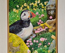 Puffin at Saltee Island'' | oil Painting | Framed