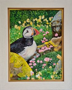 Puffin at Saltee Island'' | oil Painting | Framed