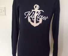 Tommy Hilfiger Ladies Navy Blue Cotton Anchor Motif jumper XS Includes Postage
