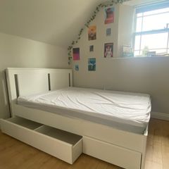 white double bed frame