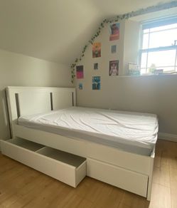 white double bed frame
