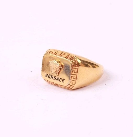 Authentic Vintage Designer Versace Medusa Head Signet Men's Ring Gold Tone EU 65