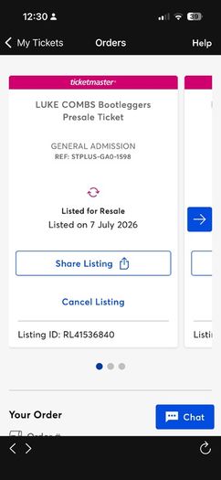 3 x Luke Combs 18th July -Standing plus tickets