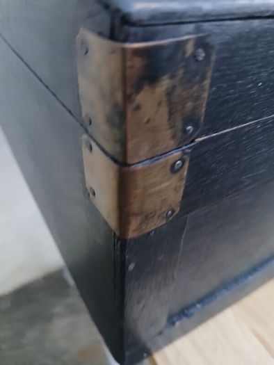 Vintage Black Wooden Chest
