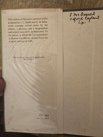 Spenser Poetical Works.  Edited With Critical Notes By J.c.smith And E. De Selincourt. Published By Oxford University Press London.  1965 Hardback With Dustjacket In Good Condition. See Photos For Same.