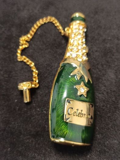 Vintage RJ Graziano Grand Night Popping Champagne Bottle Brooch