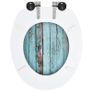 WC Toilet Seats 2 pcs with Soft Close Lids MDF Old Wood Design Image 6