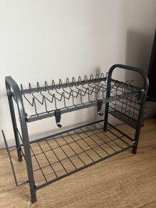 2-Tier Dish Drying Rack - Black Metal