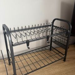 2-Tier Dish Drying Rack - Black Metal