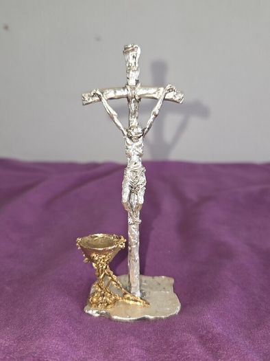 Italian made Pewter Crucifix with Chalice