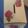 Wooden cream and red floral decoupage money box Image 3