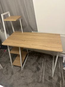 Harlow Metal Shelved Desk - Oak