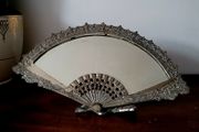 Antique brass fan mirror