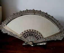 Antique brass fan mirror