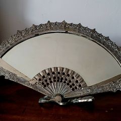 Antique brass fan mirror