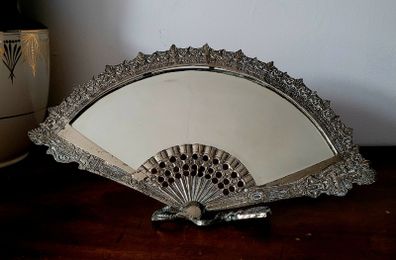 Antique brass fan mirror