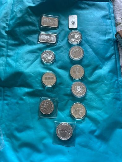 12 Silver 1oz bars and Coins 80 each