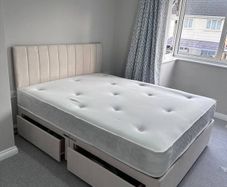 king size bed with mattress, headboard and mattress
