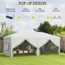 3 x 6 m Pop Up Gazebo with Sides and Windows, Height Adjustable Party Tent with Storage Bag for Garden, Camping, Event, White Image 2