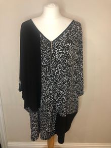 Nina Leonard black leopard print blouse (4XL)