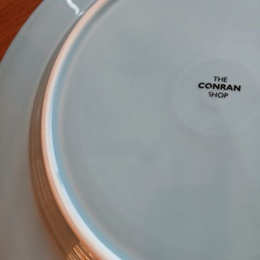 The Conran Shop Large Ceramic Serving Platter / Charger Plate - Light Blue & White Banded (34cm)