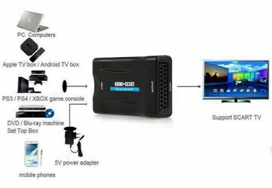 HDMI to SCART Video Audio Upscale Converter AV Signal Adapter DVD TV PS4 A126