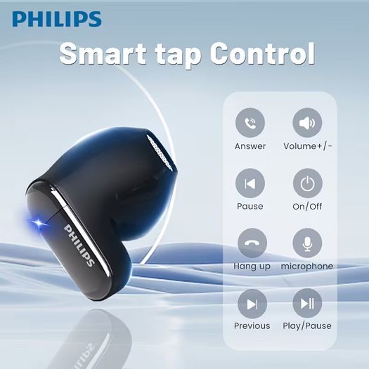 PHILIPS True Wireless Earphones Earbuds - Comfortable for iPhone/ Android, Built-in Microphone Sweat Wireless Headset, Wireless Headphones TAT2169 / New