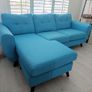 Ocean coloured fabric chaise lounge sofa Image 2