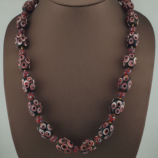 Antique Venetian Style Eyes Glass Big Beads Necklace