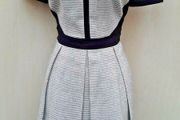 Karen Millen Black &amp; White Textured Pleated A-Line Dress