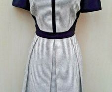Karen Millen Black & White Textured Pleated A-Line Dress