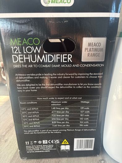 Dehumidifier MEACO 12L low energy