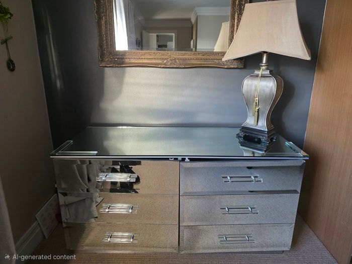 Mirrored sideboard with moveable shelves