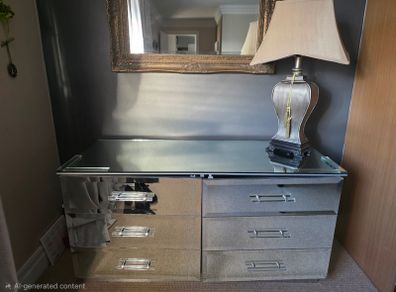 Mirrored sideboard with moveable shelves