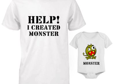 Funny Cute Daddy and Baby Matching T-Shirt and Bodysuit Set - MONSTER