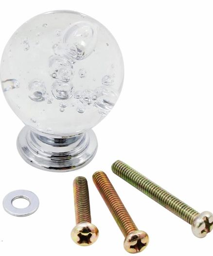 Clear Crystal Glass Drawer Knobs with Bubble Ball Cabinet Door Knobs Kitchen Cupboard Knobs Pull Handle 10 Pieces (MULTIPLE COLOURS)